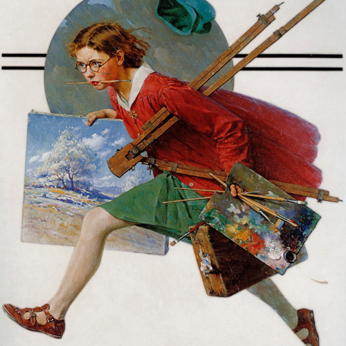 Norman Rockwell, Wet Paint (Girl Running with Wet Canvas), 1930
