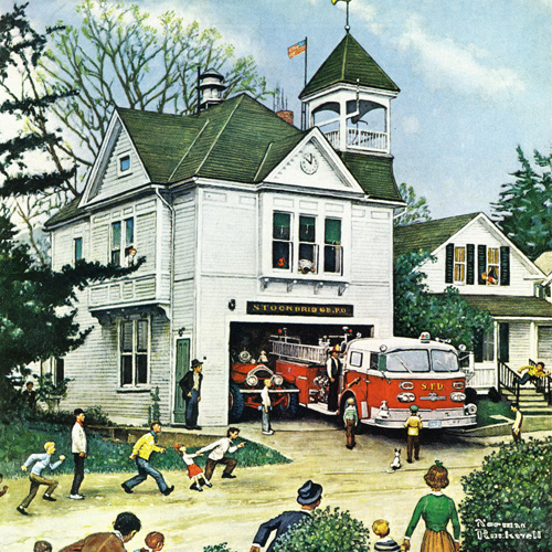 Norman Rockwell, The New American LaFrance is Here (Firehouse), 1971
