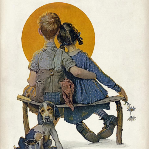 Norman Rockwell, Sunset (Boy and Girl Gazing at Moon, Puppy Love), 1926