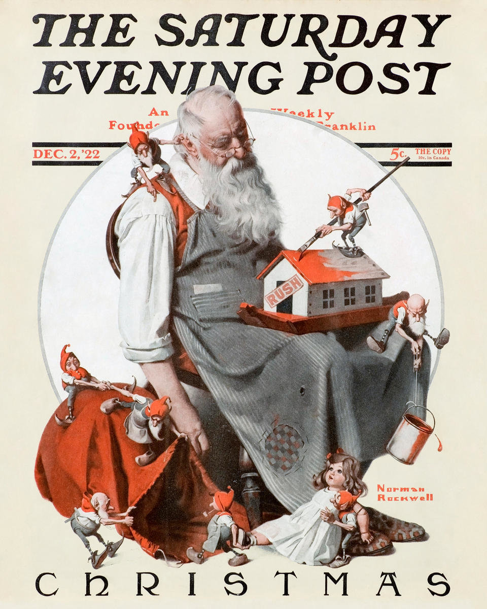 Santa and his Elves, 1922 by Norman Rockwell - Paper Print - Norman ...