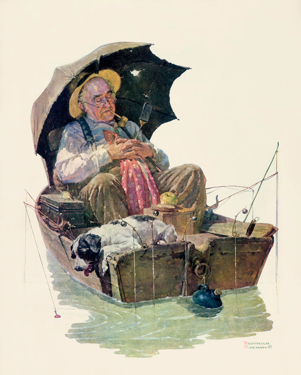Old man and boy Fishing boat by Norman Rockwell on artnet