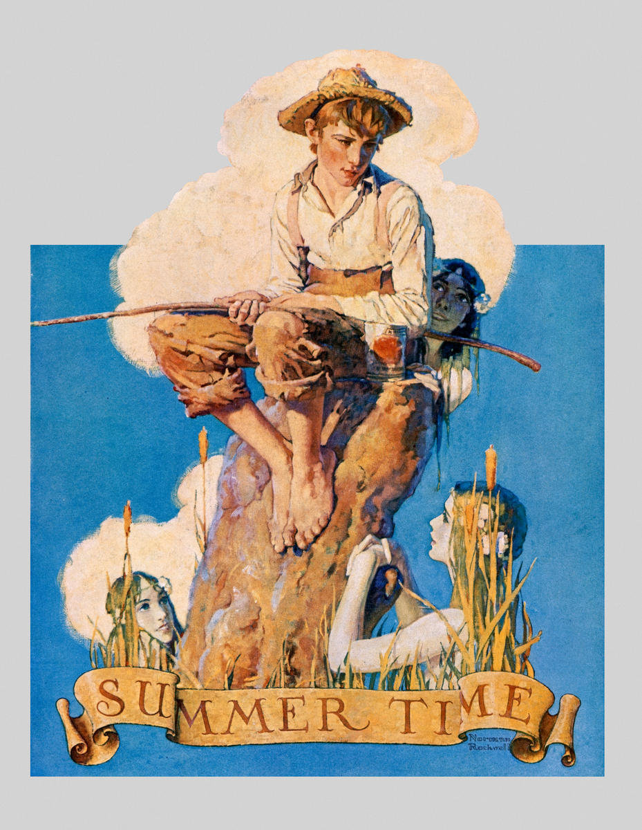 Summertime 1933 (Boy Fishing) by Norman Rockwell - Paper Print