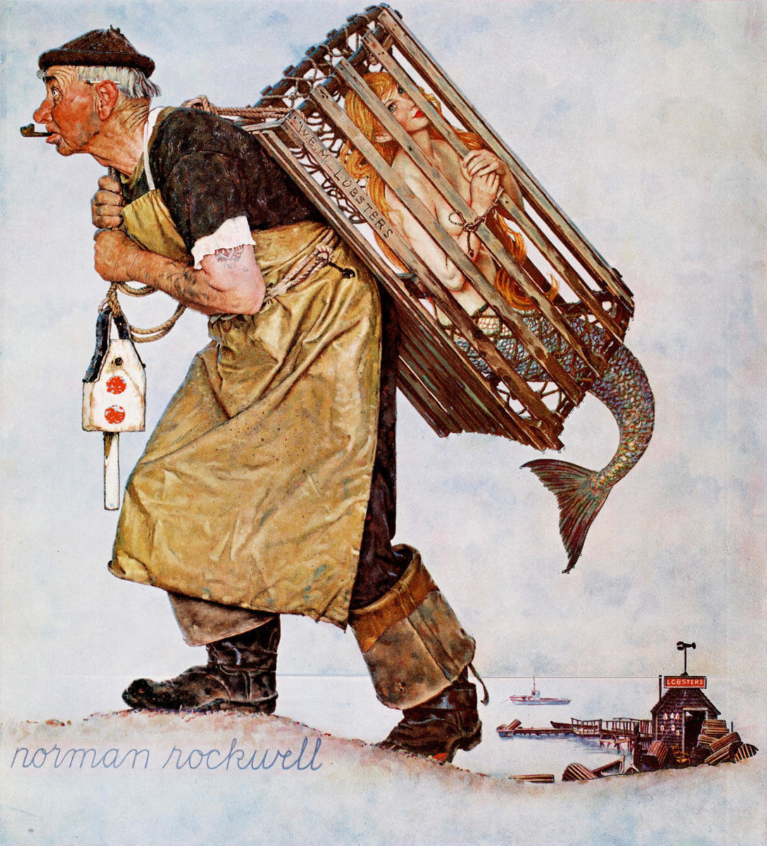  Norman Rockwell Art Poster Print Fishing: Posters