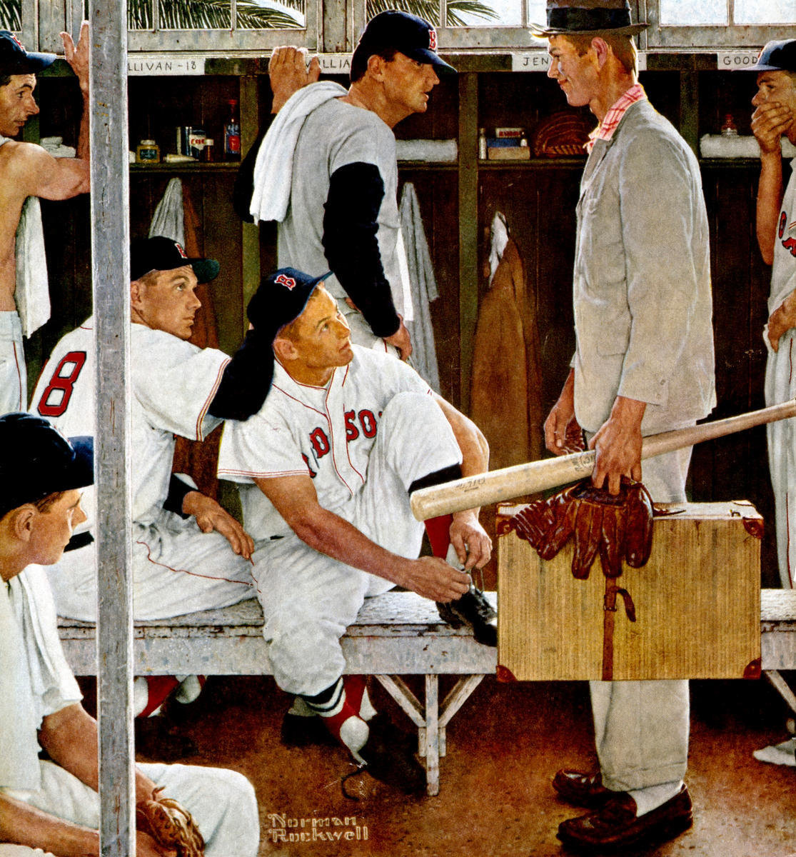 The Rookie (Red Sox Locker Room), 1957 by Norman Rockwell - Paper Print ...