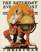 Norman Rockwell - Santa's Good Boys (Christmas, Santa Consulting Globe), 1926