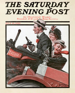 Norman Rockwell - Excuse My Dust (Trio in Early Motor Car), 1920
