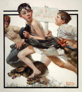 Norman Rockwell - No Swimming, 1921