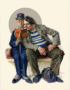 Norman Rockwell - The Plot Thickens (Two Men Reading Detective Stories), 1927