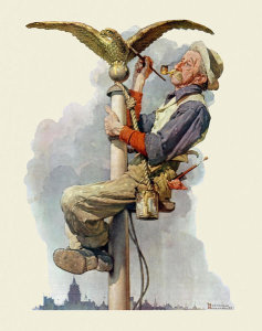 Norman Rockwell - Painting the Flagpole (Guilding the Eagle), 1928