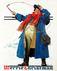 Norman Rockwell - Merrie Christmas: Robust Man with Whip, 1929
