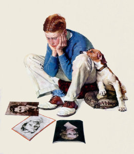 Norman Rockwell - Boy Gazing at Cover Girls, 1934