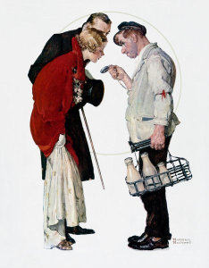 Norman Rockwell - Partygoers (Couple with Milkman), 1935