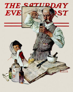 Norman Rockwell - Pharmacist (Apothecary, Druggist and Boy with a Cold), 1939