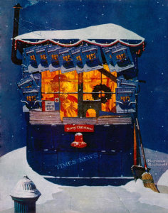 Norman Rockwell - Newsstand in the Snow, 1941 
