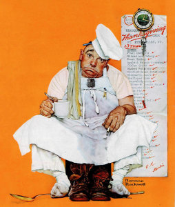 Norman Rockwell - Thanksgiving Day Blues (Chef with Thanksgiving Menu), 1942