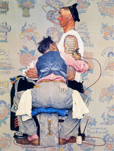 Norman Rockwell - Tattoo Artist (Only Skin Deep), 1944