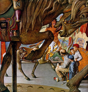 Norman Rockwell - Circus Artist (Merry-Go-Round, Carousel Horses), 1947