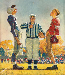 Norman Rockwell - Coin Toss (The Referee, The Toss), 1950