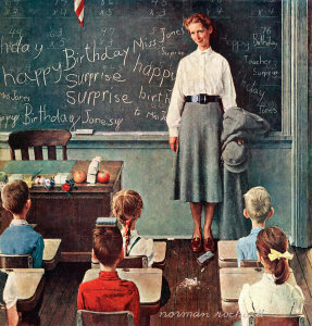 Norman Rockwell - Happy Birthday Miss Jones (School Teacher), 1956