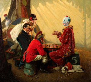 Norman Rockwell - Checkers (Game with Circus Clown), 1928
