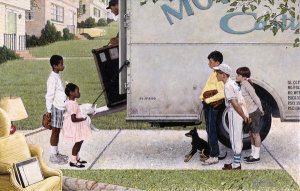 Norman Rockwell - New Kids in the Neighborhood (Negro in the Suburbs, Moving Day), 1967