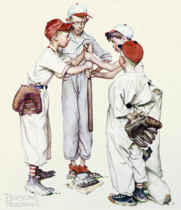 Norman Rockwell - Four Sporting Boys - Choosin Up, 1951 