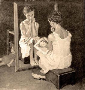 Norman Rockwell - Girl at the Mirror (Drawing), 1954
