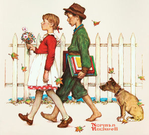 Norman Rockwell - Young Love: Walking to School, 1949