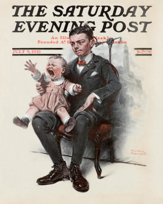 Norman Rockwell - Portrait (Boy Holding Screaming Baby, Big Brother's Dilemma), 1921