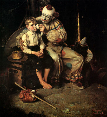 Norman Rockwell - Runaway Boy and Clown, 1922