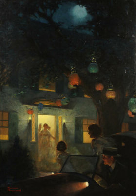 Norman Rockwell - And the Symbol of Welcome is Light (Guests Arriving at a Party), 1920